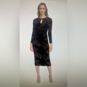 Calvin Klein Velvet Burnout Keyhole Ruched Dress